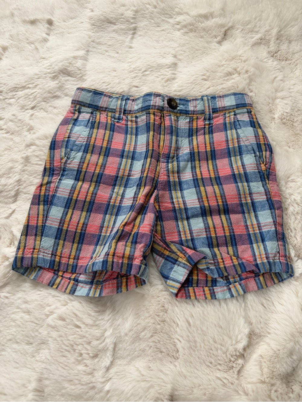 Janie and Jack Plaid Shorts in Pink, Blue & Yellow